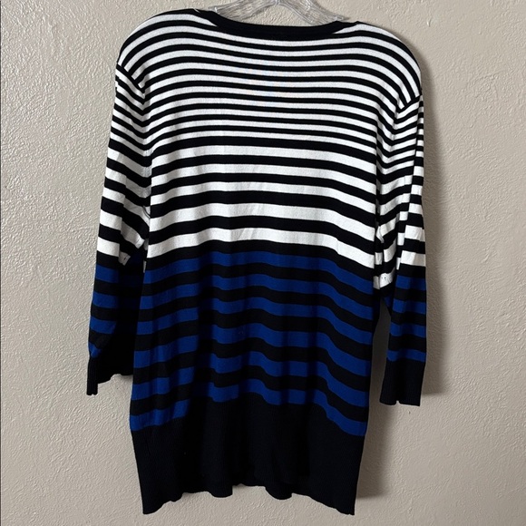 Maurice’s Plus Button Up Striped Cardigan 2X Black/Blue/White - Picture 4 of 4